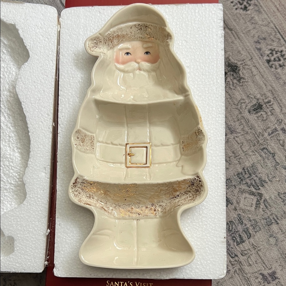 Lenox Santa Shaped Ceramic Serving Dish holiday festive family food